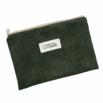 Trousse de toilette en velours côtelé vert